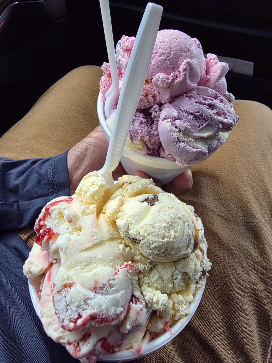 Two cups of hard-scooped ice cream from Valley Country Store #2